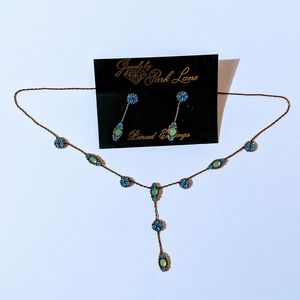 Blue necklace and earrings set